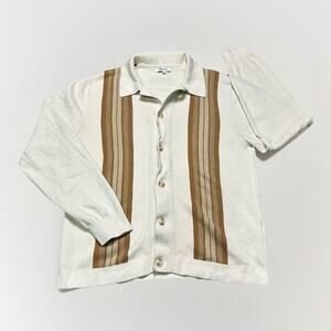 Madewell Sweater Mens Medium Brown Button Up Long Sleeve Polo Tan Color Block